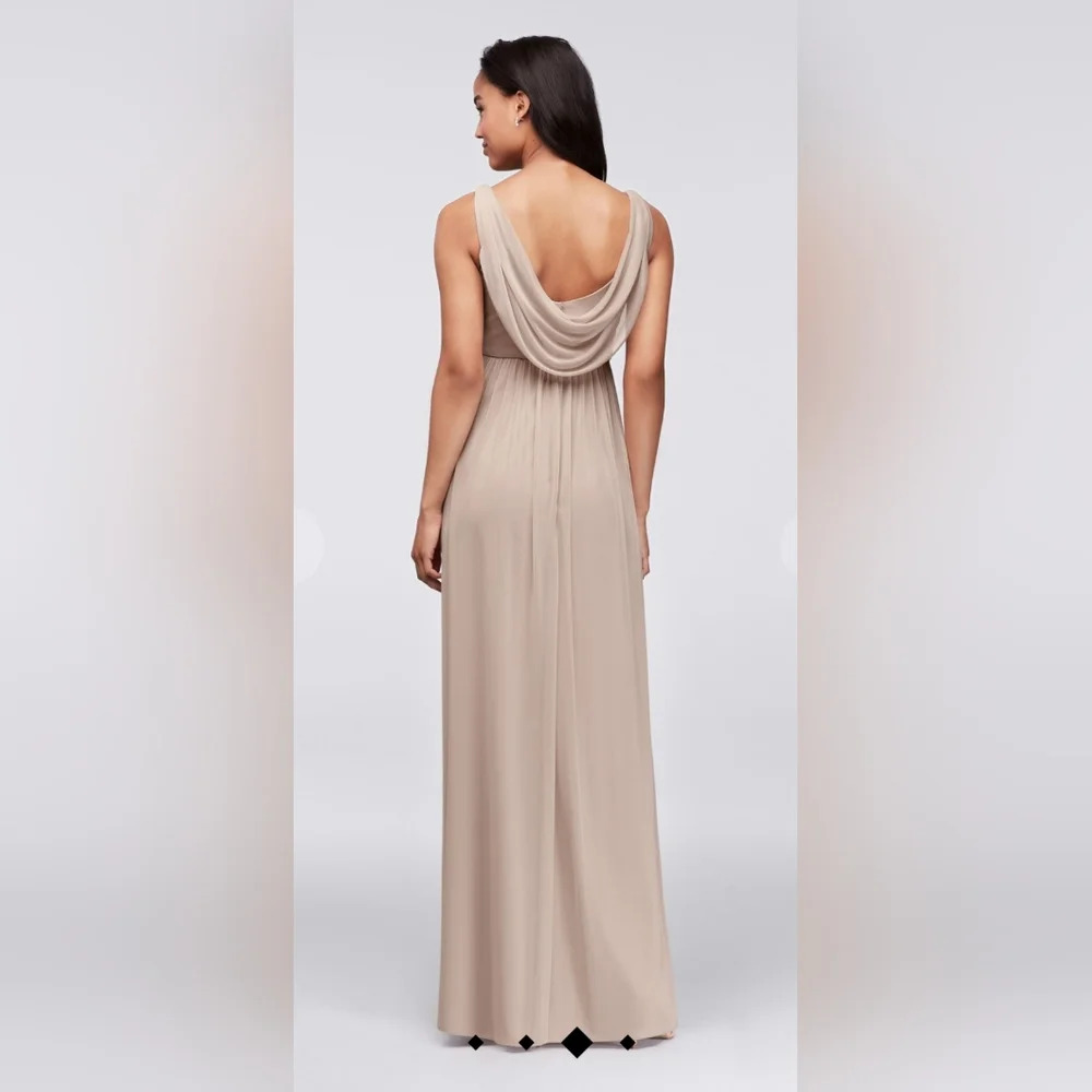 David's Bridal Size 24 Iris/Lavender Long Bridesmaid Dress with Cowl Neck Back - Picture 8 of 16
